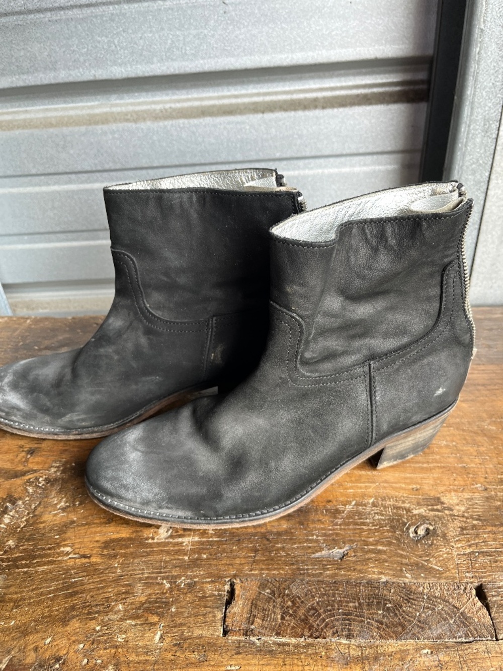 Zadig & Voltaire Distressed Leather Black Ankle Boot US 7/ EU 38